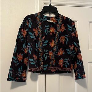 Floral Pattern Open Jacket